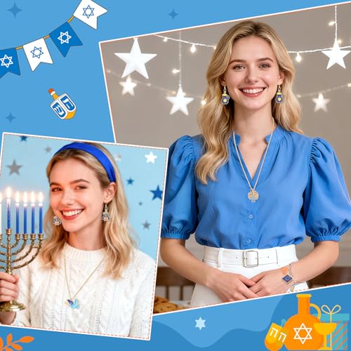 MARFOREVER 40 Pcs/20 Pairs Hanukkah Charms for Jewelry Making Hanukkah Gift | Chanukah Decoration, Blue White Enamel Charm, Star of David Bangle Pendants, Bracelet Necklace Earrings Making Accessories - style: Hanukkah