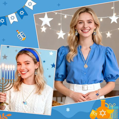 MARFOREVER 40 Pcs/20 Pairs Hanukkah Charms for Jewelry Making Hanukkah Gift | Chanukah Decoration, Blue White Enamel Charm, Star of David Bangle Pendants, Bracelet Necklace Earrings Making Accessories - style: Hanukkah