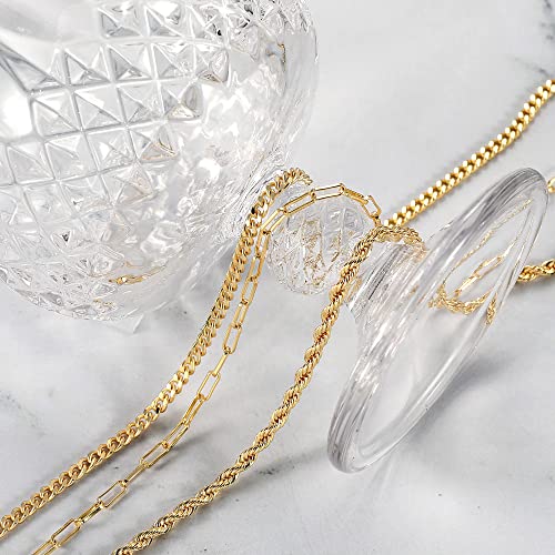 CHESKY 14K Gold Plated Layered Chain Necklace for Women | Trendy Cuban Link Chain, Chunky Paperclip Chain, Toggle Clasp Necklace, Fashion Gold Jewelry, Daily Gift for Women - style: Paperclip/Rope/Cuban-GD