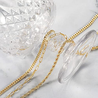 CHESKY 14K Gold Plated Layered Chain Necklace for Women | Trendy Cuban Link Chain, Chunky Paperclip Chain, Toggle Clasp Necklace, Fashion Gold Jewelry, Daily Gift for Women - style: Paperclip/Rope/Cuban-GD