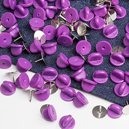 400pcs PVC Rubber Pin Backs Heliltd Butterfly Clutch Pins Tie Tacks Blank Pins for Uniform Badges Backing Holder Clasp Lapel Pin Enamel Pins(200 Sets) - color: purple