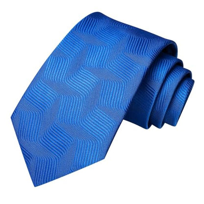 Dubulle Mens Paisley Striped Tie Woven Necktie for Men and Handkerchief Cufflinks Set Wedding Formal Business - color: Blue Royal Blue