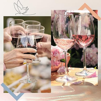 SUNNYCLUE 1 Box 12Pcs Wine Glass Charms Enamel Butterfly Wine Glass Markers Charms Drink Identifiers Silver Brass Beading Hoops Stemless Rings for for Stem Tasting Party Decor - style: 12 Sets Silver Tone Butterfly Drink Identifiers & Upgraded Gift Box