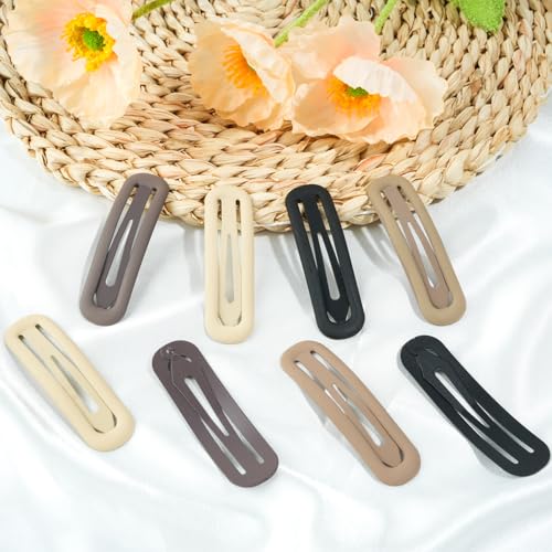 10pcs Snap Hair Clips, 2.76'' Long Snap Clip, Matte Hairpin Accessories for Women Girls, Nonslip Metal Barrettes, Neutral Color - color: 2.76'' Rectangle Neutral