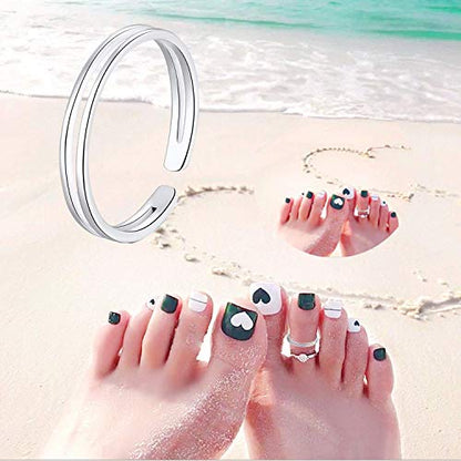 925 Sterling Silver Open Cuff Toe Ring for Women Adjustable Pinky Ring Band Size 2-4… - color: Style A