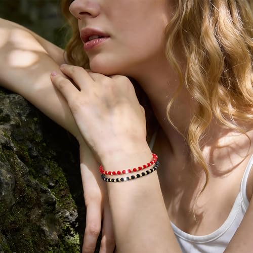 Inspirational Gifts Healing Natural Stone Bracelets for Women Anxiety Stress Relief Bracelet Handmade Jewelry for Friends Sister, Christmas Stocking Stuffers Thanksgiving Basket - color: Black- Stability