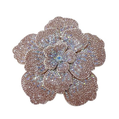 Rhinestone Flower Brooch Pin for Women Men Elegant Sparkly Crystal Camellia Floral Lapel Pins Shawl Dress Suit Clothes Accessories Wedding Party Fashion Jewelry 105mm - color: Champagne AB