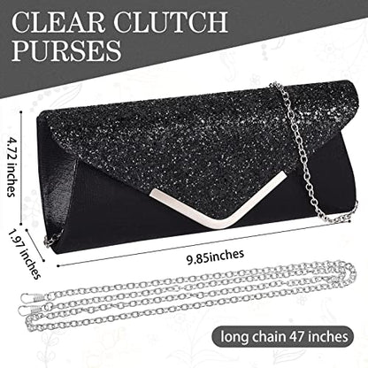 Jadive 4 Pcs Purse Rhinestone Jewelry Set Women Evening Purse