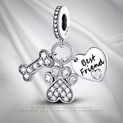 Pandach 925 Sterling Silver Charms for Bracelets and Necklaces Travel Round The World Beads Charms Relaxation Dangle Pendant,Jewelry Beads Gifts for Women - style: Bones cute claw love Charm