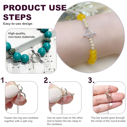 Heather's cf Toggle Jewelry Clasps – Durable Quality, Antique Plain Silver Finish Toggle Clasps & Closures for Necklace, Bracelet & Charms – Ideal for DIY, & Jewelry Making – Small (Set of 130) - color: Silver small