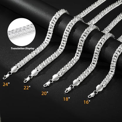 S925 Sterling Silver necklace for Men 12mm Punk Chunky Cuban Link Curb Chain Necklace for Women Men Jewelry 18 20 22 24 26Inch - color: 24"