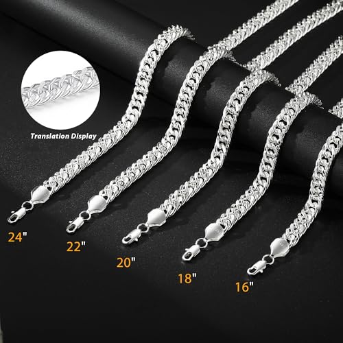 S925 Sterling Silver necklace for Men 12mm Punk Chunky Cuban Link Curb Chain Necklace for Women Men Jewelry 18 20 22 24 26Inch - color: 18"