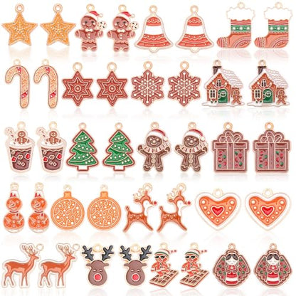 MARFOREVER 40 Pcs/20 Pairs Christmas Gingerbread Charms for Jewelry Making | Gingerbread Man Christmas Enamel Charm, Holiday Xmas Bangle Pendant, Bracelet Necklace Earrings Making, DIY Craft Accessories - style: Gingerbread Men