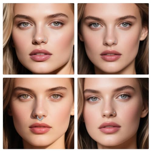 D.Bella Fake Septum Hoop 20G Faux Nose Piercing Hoop Clip on Nose Rings Non Piercing Fake Septum Lip Ear Ring Faux Body Piercing Jewelry for Women Men - color: Color C