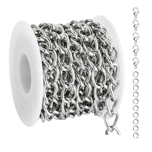 UMAOKANG 6.6FT Jewelry Chain for Jewelry Making Stainless Steel Chains Bulk | Twist Cable Link Chains Men and Women Necklace DIY Jewelry Craft Chain Roll - color: Cable (Steel)