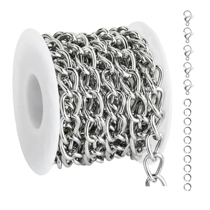 UMAOKANG 6.6FT Jewelry Chain for Jewelry Making Stainless Steel Chains Bulk | Twist Cable Link Chains Men and Women Necklace DIY Jewelry Craft Chain Roll - color: Cable (Steel)