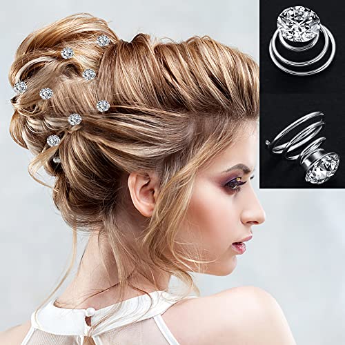 60 PCS 4 Shapes Gems Rhinestone Twister Hair Studs Set Diamond Spiral Pearl Flower Jewels Hair Pins Sticks for Wedding, Bridal, Prom, Party and Special Occasion, Butterfly - color: Butterfly