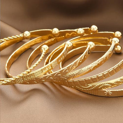 ÌF ME Gold Bangle Bracelets for Women, Indian Bangles Stackable Set, Multi Layer Textured 18K Gold Plated Chunky Bracelets Boho Jewelrys Set - style: style19