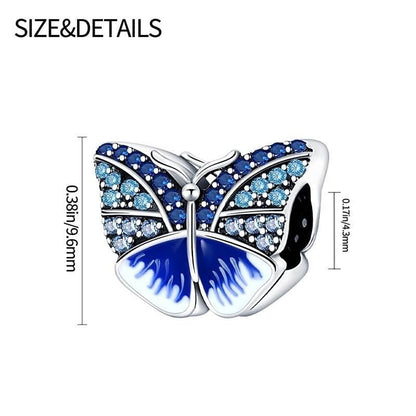 LNQOBU 925 Sterling Silver Charms for Bracelets Dangle Pendant fit Pandora Bracelets or Necklaces Jewelry Woman Gift Beads Charm (With one Spacer Beads) - style: 2PCS Butterfly Charms