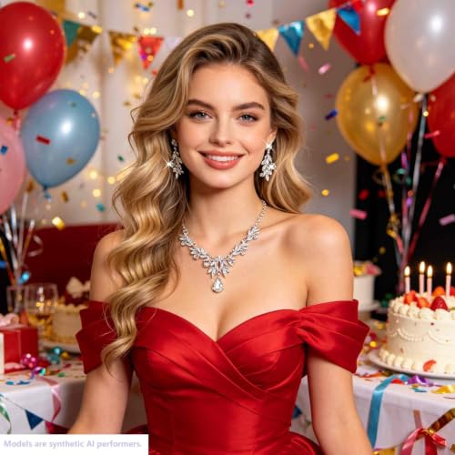 Kamirola Tiaras and Crowns for Women,Tiaras Earrings Necklace, Crystal Bridal Jewelry Set, Costume Jewelry for Women Party Halloween Prom Pageant - color: SILVER