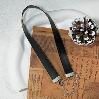 Black Choker Necklace Set Velvet Lace Choker Daisy Gothic Punk Classic Choker - color: 1pcs black leather choker