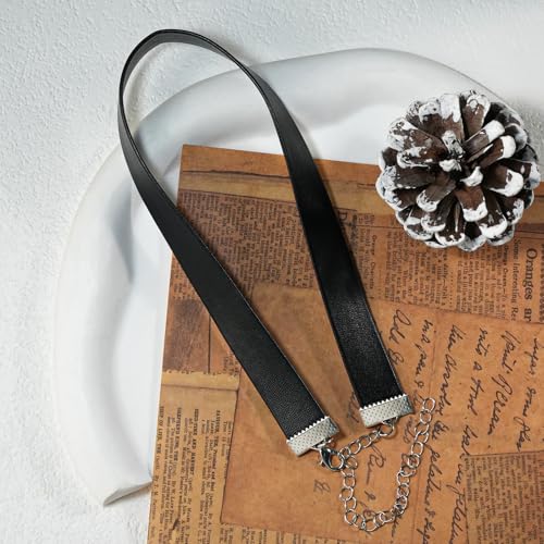 Black Choker Necklace Set Velvet Lace Choker Daisy Gothic Punk Classic Choker - color: 1pcs black leather choker