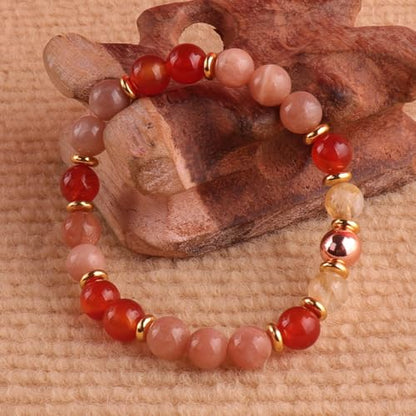 KSQS Healing Stone Bead Bracelet for Women, Natural Gemstones Balance Protection Bracelet, Spiritual Crystal Beads Bracelet Anxiety Relief with Meaning Card - color: Charisma