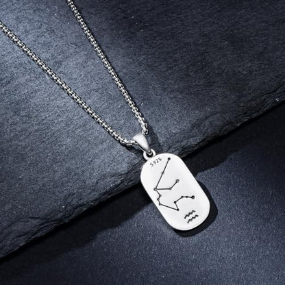 SIMONLY Zodiac Necklace 925 Sterling Silver Constellation Necklace Zodiac Sign Necklaces Horoscope Jewelry Christmas Birthday Astrology Gifts for Women Men Unisex - style: Aquarius-Gold