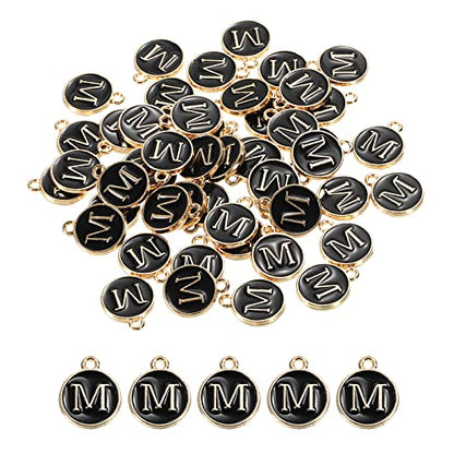 MECCANIXITY Alphabet Letter Charm Double Sided Alphabet Pendant, for Earring Jewelry Making - style: M
