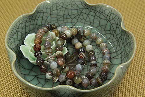 Angelstones Gemstones 8mm Round Beads Healing Crystal Bracelet for women | Natural Gemstone, Handmade Gifts for Women, Healing Crystal Round Beaded Stretch Bracelets, Unisex Jewelry for Women and Men - color: Botswana Agate
