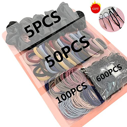 YANRONG 755PCS Hair Accessories for Woman Set Seamless Ponytail Holders Variety Hair Scrunchies Hair Bands Scrunchy Hair Ties For Thick and Curly (Mix) - color: 755PCS（Mix）