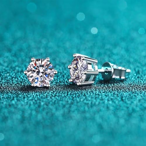 Dainty Solitaire Necklaces Stud Earrings Set For Women,White Gold Plated Simple Prom Jewelry Set Cubic Zirconia Pendant Choker Necklace And Earring Sets Wedding Jewelry For Bridal - color: 6 Prong necklace stud set