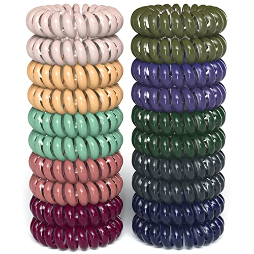20Pcs Hair Elastics, No Crease Spiral Hair Ties Hair Bands MultiColor Waterproof Phone Cord Hair Scrunchies Hair Coils Accessories for Women Girls - color: Medium Yellow