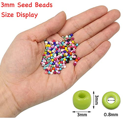 Bala&Fillic Beige Color 3mm Seed Beads About 3600pcs/100Grams in Bag, 8/0 Glass Craft Beads for Making Bracelet and Necklace (Beige) - color: Beige