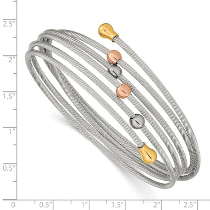Chisel Flexible Coil Bangle in Rose & Yellow IP-Plated Stainless Steel