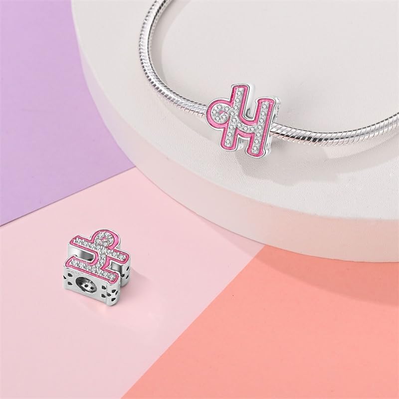 925 Sterling Silver Letter Charms Fits Pandora Bracelets Alphabet AZ Bead Charm for Bracelets Necklace with 5A Cubic Zirconia for Women Birthday Ceremony DIY Jewelry Gift - style: H