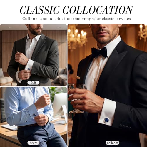 Cufflinks for Men, Stainless Steel Tuxedo Cuff Links Classic | Stainless Steel, 0.5 inch Lead-Free and Nickel-Free, groom Wedding Business Party, Gift for boyfriend Husband father - color: Blue