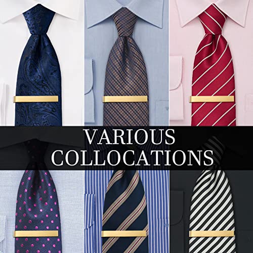 HAWSON 2 inch Tie Clips for Men-Skinny Tie Bar Tie Set for Wedding Anniversary Business and Best Gift for Dad Husband Brother - color: 4 PCS - Brush Gold