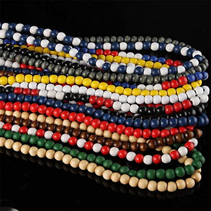 Natural Wood Bead Necklace 8MM Wooden Beaded Chunky Strand Necklaces Handmade Africa Wooden Chain for Women Men Jewelry - color: black