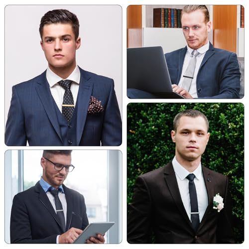 vivinin 5P Tie Clips For Men, 5 Different Color Tie Bar, Stainless Steel Tie Clip For Business, Wedding, Anniversary, Father's Day Gifts and Daily Life - style: Classic