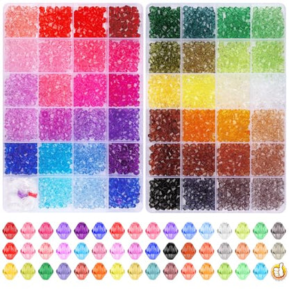XSEINO 3760 Pieces 6mm Crystal Beads for Jewelry Making, 47 Colors Crystal Acrylic Beads for Bracelets Jewelry Making and DIY Crafts - color: Crystal