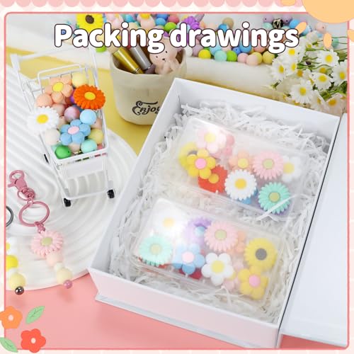 12pcs Flowers Silicone Focal Beads for pens | Focal Beads for Keychain Making,Pens,Bracelet,Necklace Crafts,Bulk Silicone Beads for DIY（Flowers） - color: Flowers