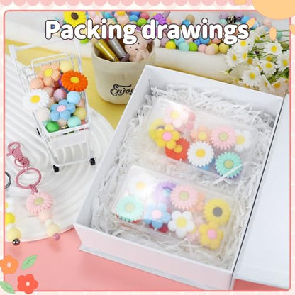 12pcs Flowers Silicone Focal Beads for pens | Focal Beads for Keychain Making,Pens,Bracelet,Necklace Crafts,Bulk Silicone Beads for DIY（Flowers） - color: Flowers