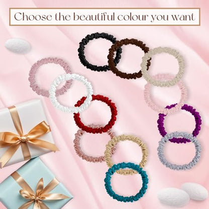 6PCS Hair Scrunchies 100% Mulberry Silk Scrunchie for Women Girls Curly Thick Satin Thin Hair .Women's Black Large Cute Big Sleepy Bulk Small Tie Scrunchie Sleep - color: Small Silk Hair ties Style 6