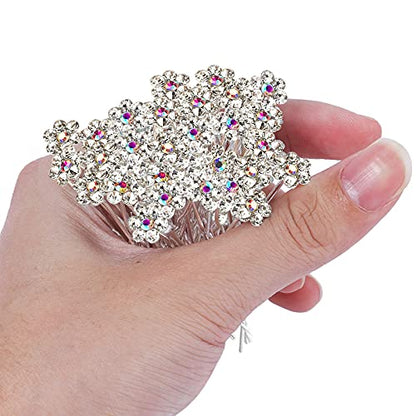 Rhinestone Flower Hair Pins, 40 Pcs U-Shaped Crystal Party Wedding Bridal Hair Accessories for Women Girls (White) - color: White