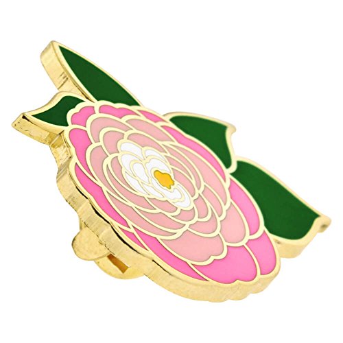 PinMart Flower Trendy Enamel Lapel Pin - color: Pink Peony, size: 5 Pack