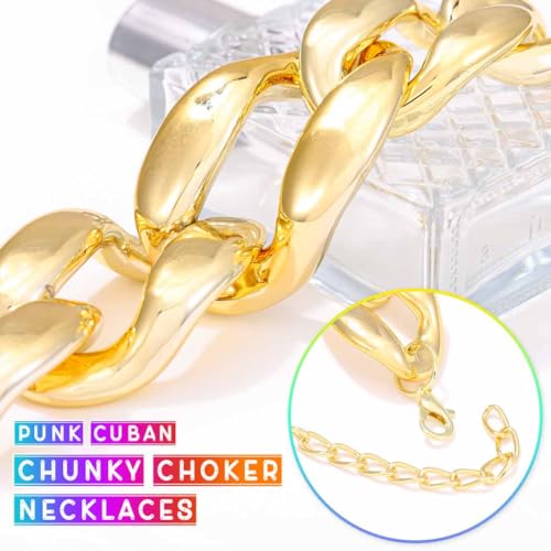 CLOACE Chunky Choker Necklace Gold Cuban Link Necklaces Chain Fashion Jewelry for Women - color: G-A
