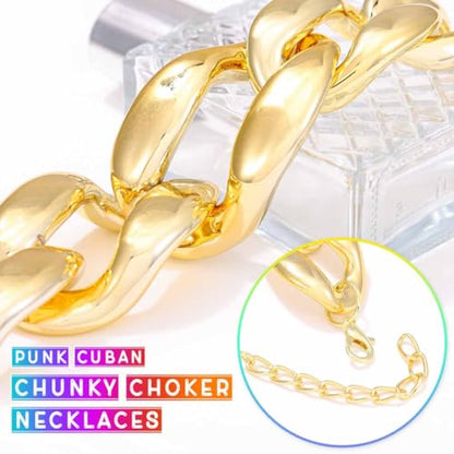 CLOACE Chunky Choker Necklace Gold Cuban Link Necklaces Chain Fashion Jewelry for Women - color: G-A