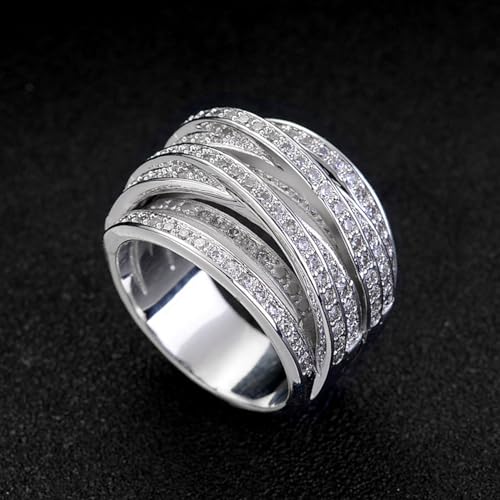 PAVOOI 14K Gold Plated X Ring Simulated Diamond CZ Criss Cross Ring for Women Juude Jewelers Silver Rose Gold Braided Wrap Knot Style Promise Statement Cocktail Party Ring(Silver.J-US Code-6) - color: SILVER.J, size: (US Code-6)