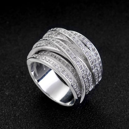 PAVOOI 14K Gold Plated X Ring Simulated Diamond CZ Criss Cross Ring for Women Juude Jewelers Silver Rose Gold Braided Wrap Knot Style Promise Statement Cocktail Party Ring(Silver.J-US Code-6) - color: SILVER.J, size: (US Code-6)